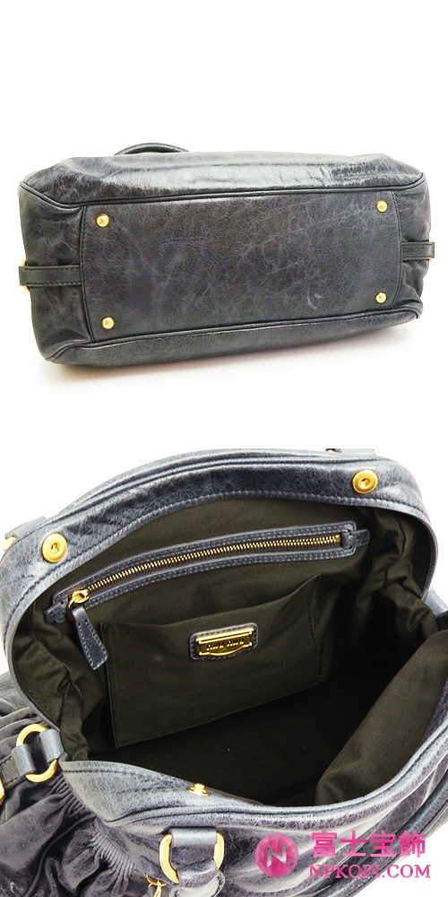 ミュウミュウ MIUMIU ハンドバッグ 2Wayバッグ ショルダーストラップ付き レザー（ラムスキン） デニム （RR1424 NAPPA CHARM DENIM）